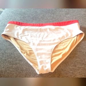 White and red Swim bottoms from Old Navy